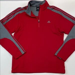 Adidas Clima365 Red Gray 1/4 Pullover Long Sleeve Athletic Top Mens Sz L